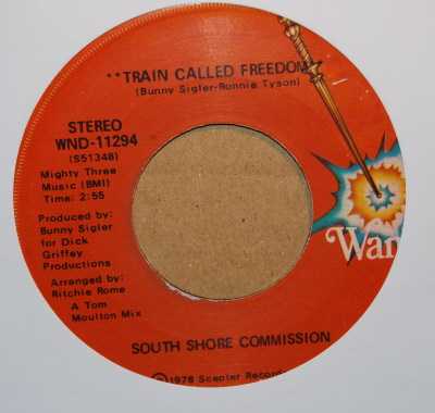 SOUTH SHORE COMMISSION — TRAIN CALLED FREEDOM / DISCO VERSION record label scan