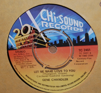 GENE CHANDLER — LET ME MAKE LOVE TO YOU / DOE'S SHE HAVE A FRIEND record label scan