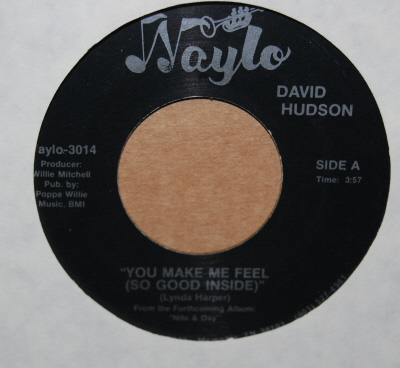DAVID HUDSON — YOU MAKE ME FEEL / LOVE IN THE FAST LANE record label scan