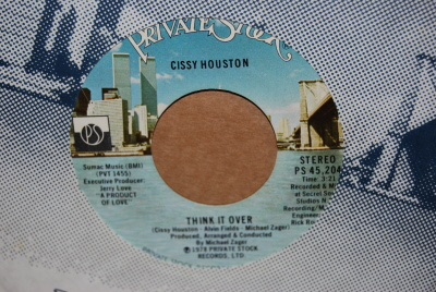 CISSY HOUSTON — THINK IT OVER / AN UMBRELLA SONG record label scan