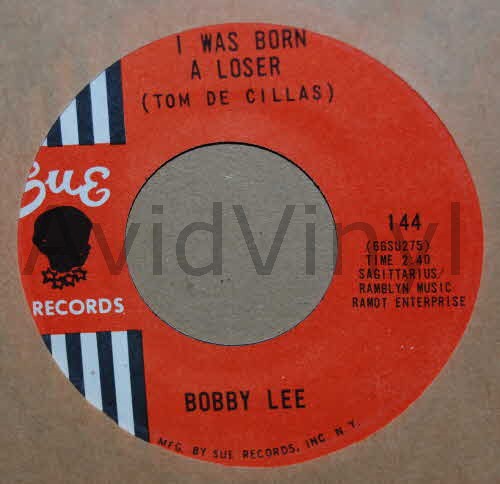 BOBBY LEE — I WAS BORN A LOSER / MY LUCK IS BOUND TO CHANGE record label scan