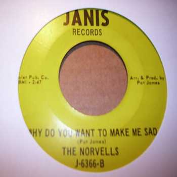 NORVELLS — WHY DO YOU WANT TO MAKE ME SAD / WITHOUT YOU record label scan
