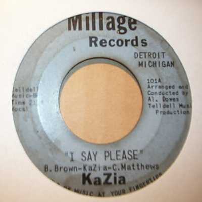 KAZIA — I SAY PLEASE / WHAT IS MY NEXT HEARTACHE record label scan