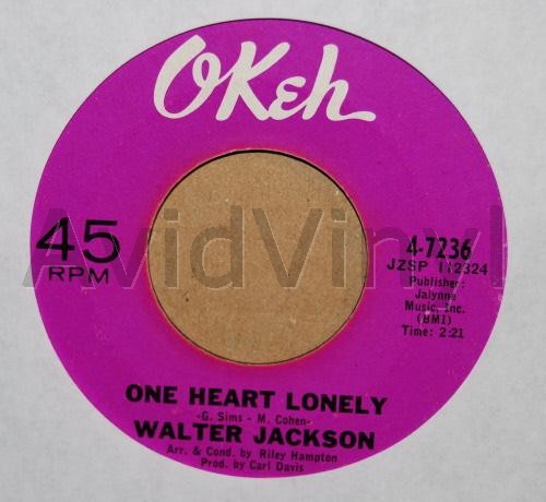 WALTER JACKSON — ONE HEART LONELY / FUNNY record label scan