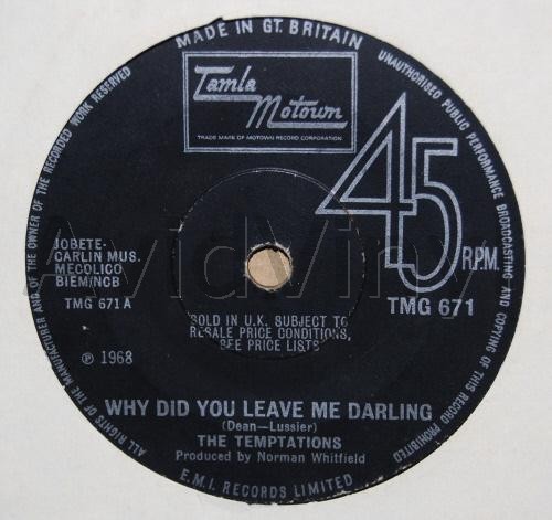 TEMPTATIONS — HOW CAN I FORGET / WHY DID YOU LEAVE ME DARLING record label scan