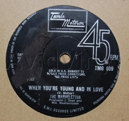 MARVELETTES — WHEN YOU'RE YOUNG AND IN LOVE / THE DAY YOU TAKE ONE record label scan