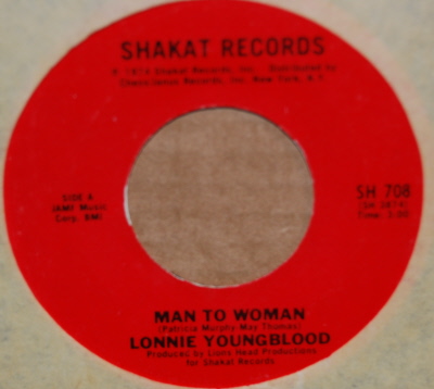 LONNIE YOUNGBLOOD — MAN TO WOMAN / INSTRUMENTAL record label scan