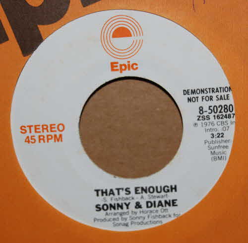 SONNY AND DIANE — THAT'S ENOUGH / SAME record label scan