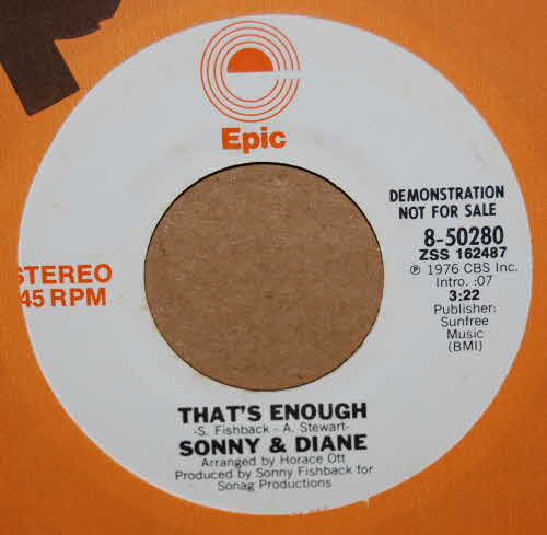 SONNY AND DIANE — THAT'S ENOUGH / SAME record label scan