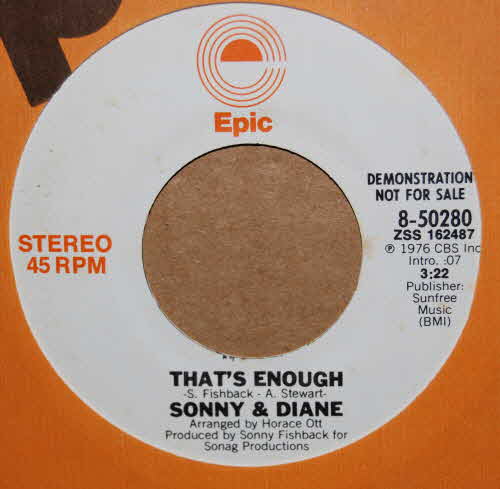 SONNY AND DIANE — THAT'S ENOUGH / SAME record label scan