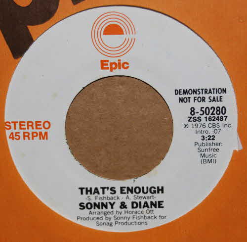 SONNY AND DIANE — THAT'S ENOUGH / SAME record label scan