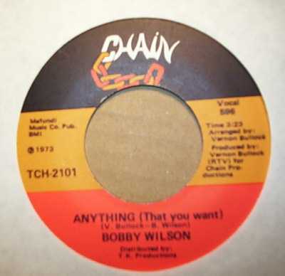 BOBBY WILSON — ANYTHING / HERE IS WHERE THE LOVE IS record label scan