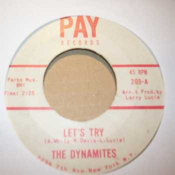 DYNAMITES — LET'S TRY / I KNOW SHE'S MINE record label scan