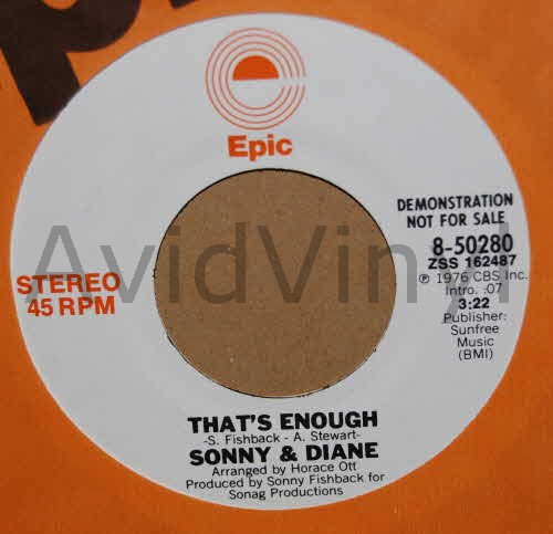 SONNY AND DIANE — THAT'S ENOUGH / SAME record label scan