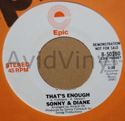 SONNY AND DIANE — THAT'S ENOUGH / SAME record label scan