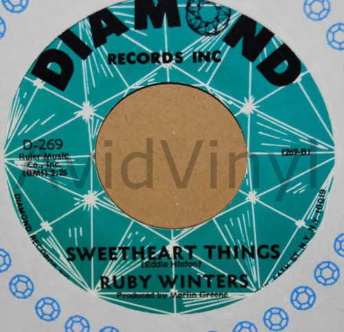 RUBY WINTERS — SWEETHEART THINGS / GUESS WHO record label scan