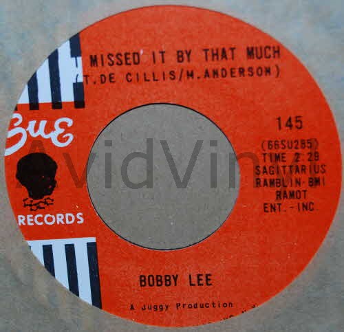 BOBBY LEE — I MISSED IT BY THAT MUCH / I'M NOT AFRAID record label scan