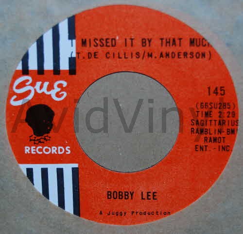 BOBBY LEE — I MISSED IT BY THAT MUCH / I'M NOT AFRAID record label scan