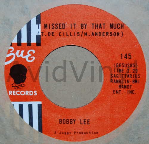 BOBBY LEE — I MISSED IT BY THAT MUCH / I'M NOT AFRAID record label scan