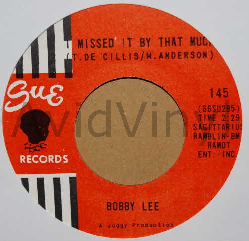 BOBBY LEE — I MISSED IT BY THAT MUCH / I'M NOT AFRAID record label scan