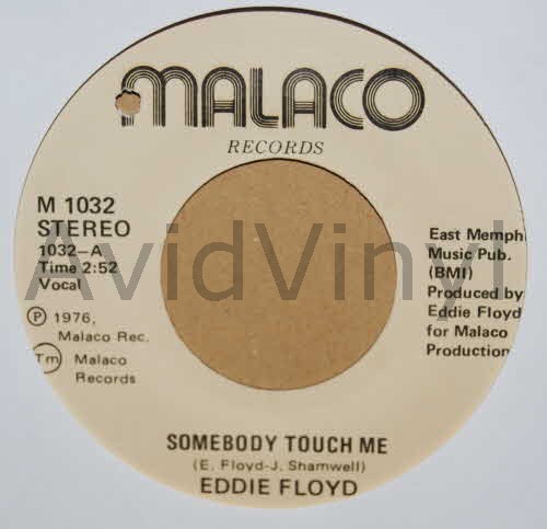 EDDIE FLOYD — SOMEBODY TOUCH ME / NEVER TOO OLD record label scan