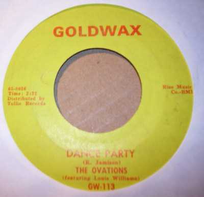 OVATIONS — DANCE PARTY / IT'S WONDERFUL TO BE IN LOVE record label scan