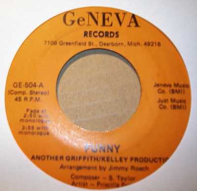 PRISCILLA PRICE — FUNNY / ONLY YESTERDAY record label scan