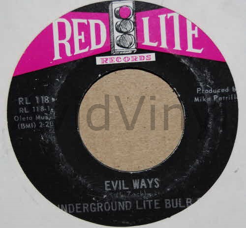 UNDERGROUND LITE BULB CO — EVIL WAYS / HAPPY PEOPLE record label scan