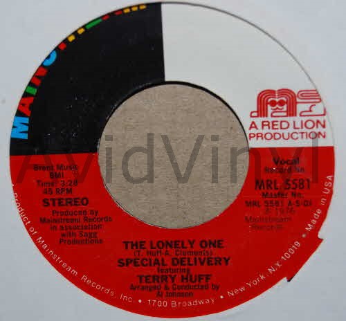 SPECIAL DELIVERY FEATURING TERRY HUFF — THE LONELY ONE / INSTRUMENTAL record label scan