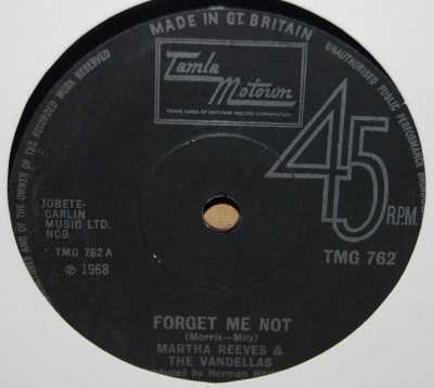 MARTHA REEVES AND THE VANDELLAS — FORGET ME NOT / I GOTTA LET YOU GO record label scan