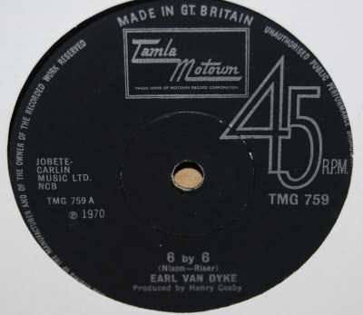 EARL VAN DYKE — 6 BY 6 / ALL FOR YOU record label scan