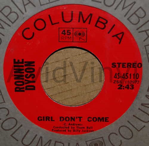 RONNIE DYSON — GIRL DON'T COME / WHY CAN'T I TOUCH YOU record label scan