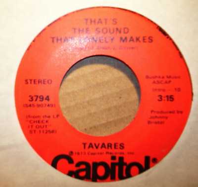 TAVARES — THAT'S THE SOUND THAT LONELY MAKES / LITTLE GIRL record label scan