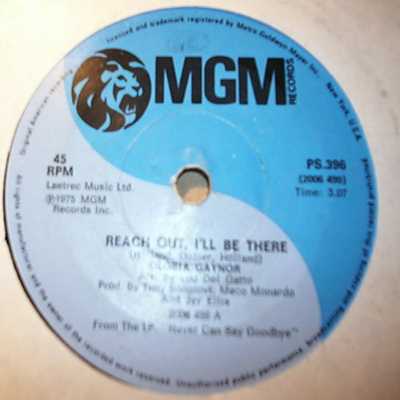 GLORIA GAYNOR — REACH OUT, I'LL BE THERE / SEARCHIN' record label scan