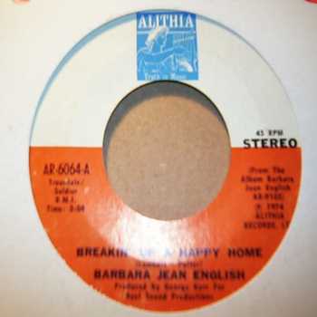 BARBARA JEAN ENGLISH — BREAKIN' UP A HAPPY HOME / GUESS WHO record label scan