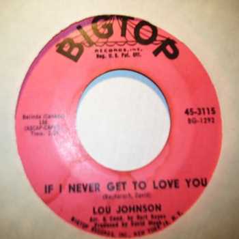LOU JOHNSON — IF I NEVER GET TO LOVE YOU / THANK YOU ANYWAY record label scan