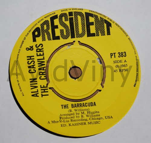 ALVIN CASH AND THE CRAWLERS — BARRACUDA / DO IT ONE MORE TIME record label scan