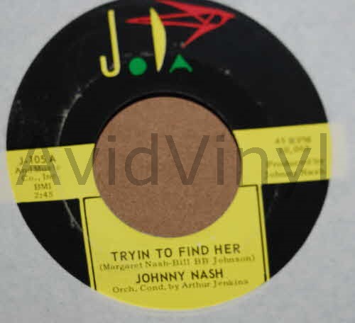 JOHNNY NASH — TRYIN TO FIND HER / ONE MORE TIME record label scan
