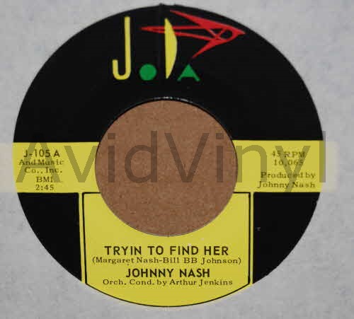 JOHNNY NASH — TRYIN TO FIND HER / ONE MORE TIME record label scan