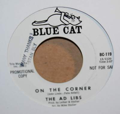 AD LIBS — ON THE CORNER / OO WEE OH ME OH MY record label scan