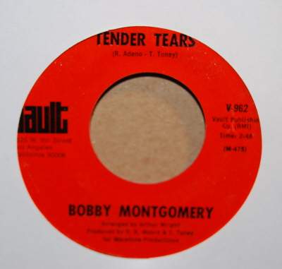 BOBBY MONTGOMERY — TENDER TEARS / TIME BRINGS ABOUT A CHANGE record label scan