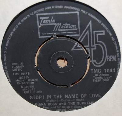 DIANA ROSS AND THE SUPREMES — STOP IN THE NAME OF LOVE / BABY LOVE record label scan