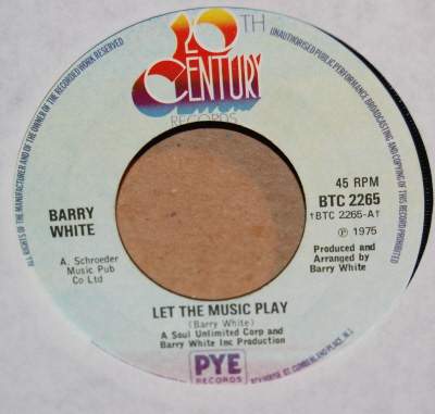 BARRY WHITE — LET THE MUSIC PLAY / INSTRUMENTAL record label scan