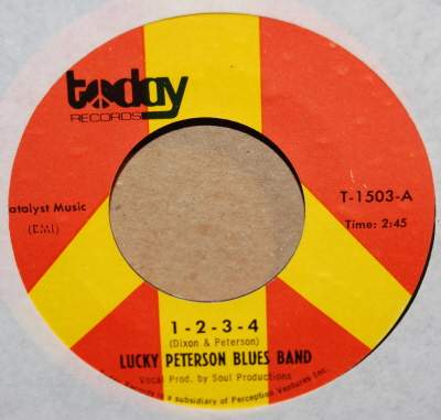 LUCKY PETERSON BLUES BAND — 1 2 3 4 / GOOD OLD CANDY record label scan