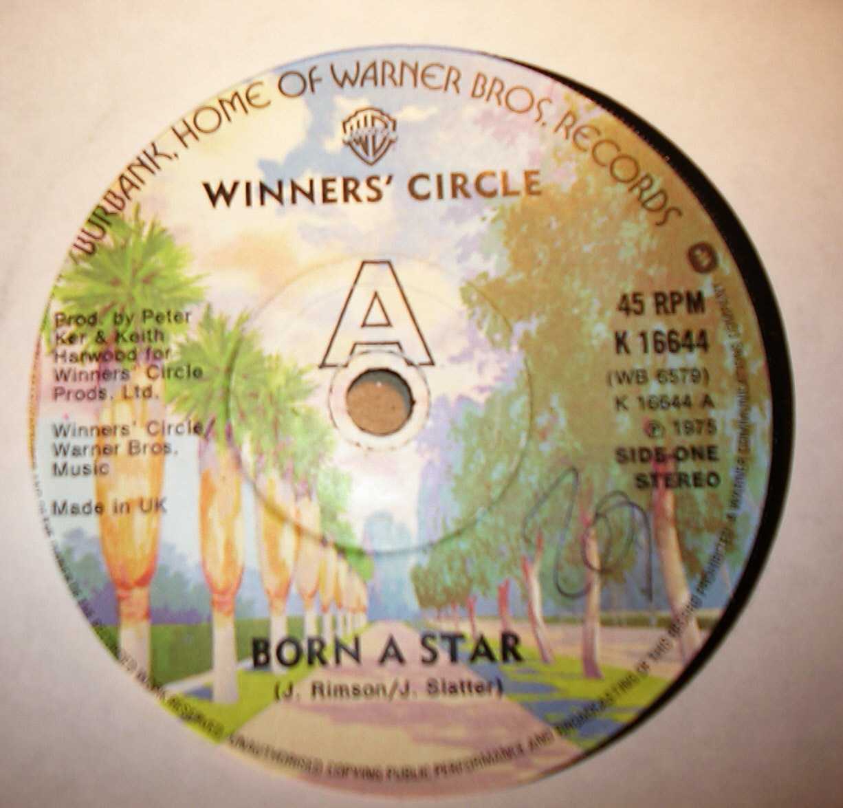 WINNERS CIRCLE — BORN A STAR / DISCO VERSION record label scan