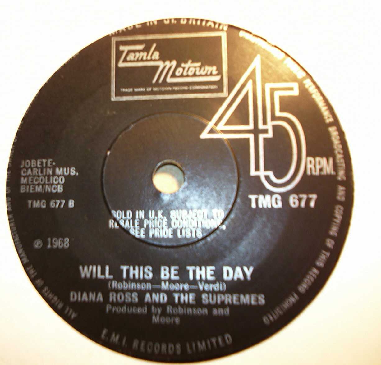 DIANA ROSS AND THE SUPREMES — WILL THIS BE THE DAY / LOVE CHILD record label scan