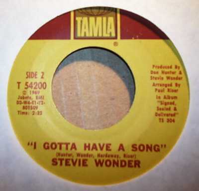 STEVIE WONDER — I GOTTA HAVE A SONG / HEAVEN HELP US ALL record label scan