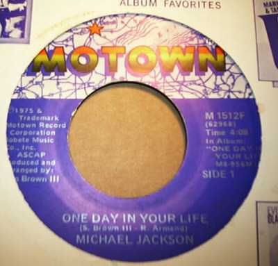 MICHAEL JACKSON — ONE DAY IN YOUR LIFE / TAKE ME BACK record label scan