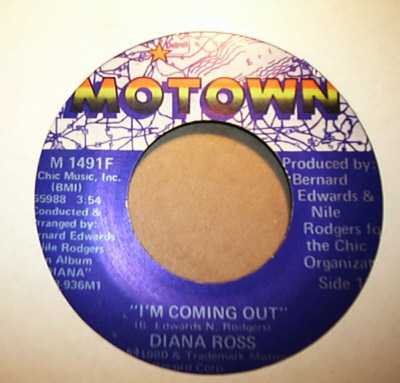 DIANA ROSS — I'M COMING OUT / GIVE UP record label scan