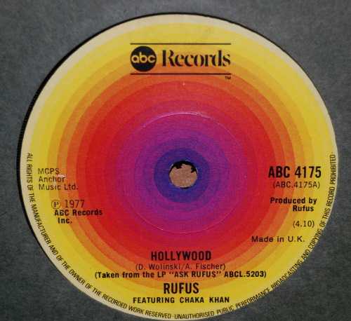 RUFUS — HOLLYWOOD / EARTH SONG record label scan